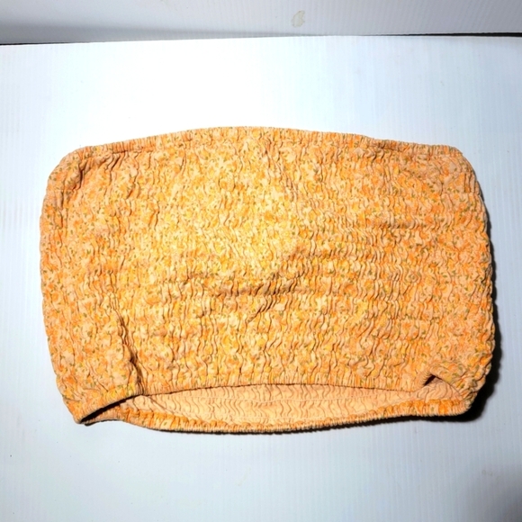 ❤️ 3 for $35 Ralph Lauren smocked tube crop sleeveless top orange floral small - Picture 1 of 6